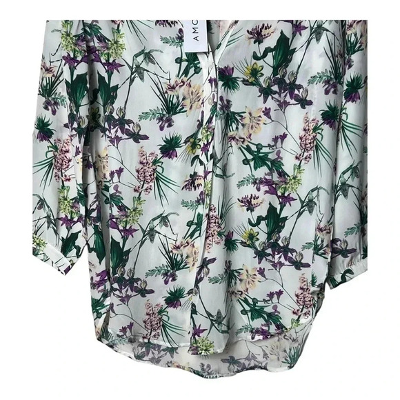 1302. AMOUR VERT NEW WITH TAGS LONG SLEEVE BLOUSE 100% SILK FLORAL PATTERN MED‎ - Picture 5 of 10